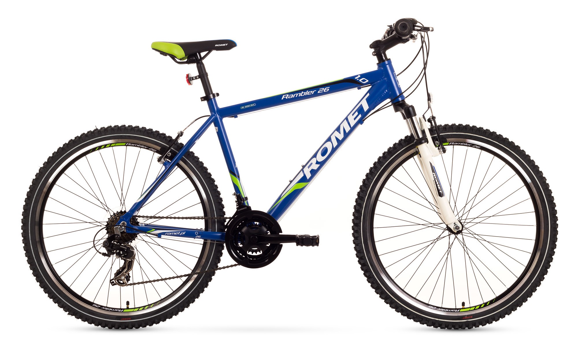 Bicicleta MTB Romet Rambler 26 1.0 - albastru-verde